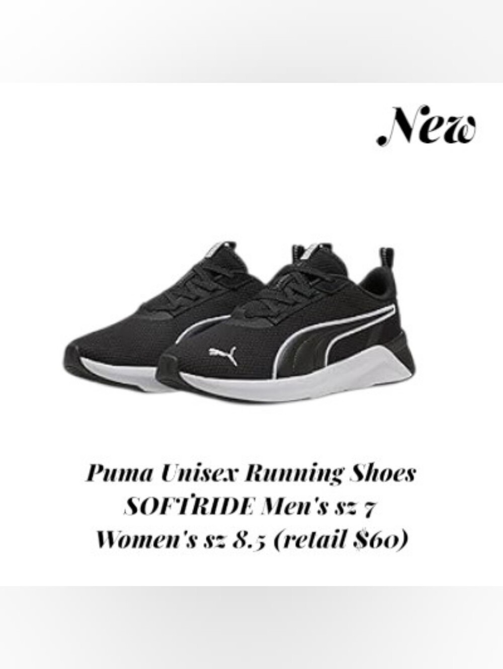 ❌Puma Black and White Softride Athletic Sneakers